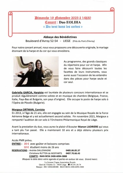 Programme concert 19 novembre 2023