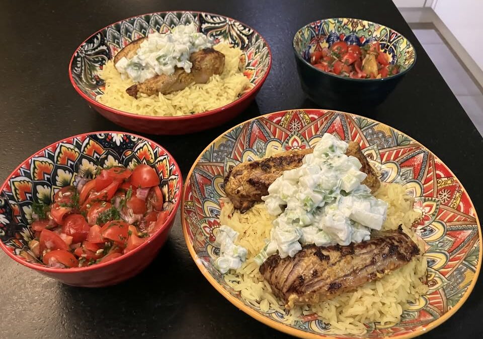 agneau tandoori et raita au concombre